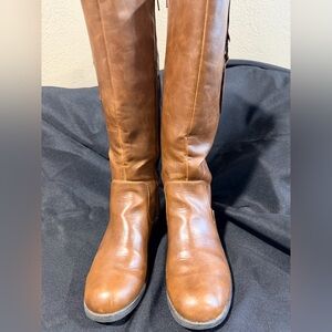LifeStride Brown Knee‑High Boots w/ Brass Ring Detail